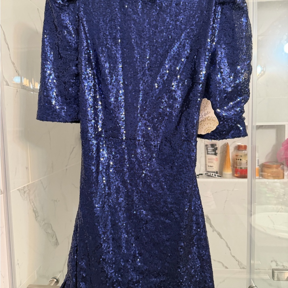 Elegant Blue Sequin Dress